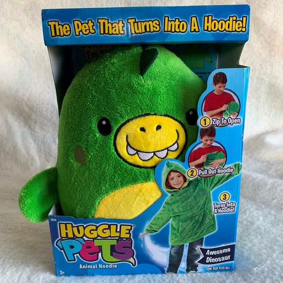 Ontel Other - NWT Huggle Pets Kids Plush Animal Hoodie Awesome Dinosaur One Size Ages 3-11